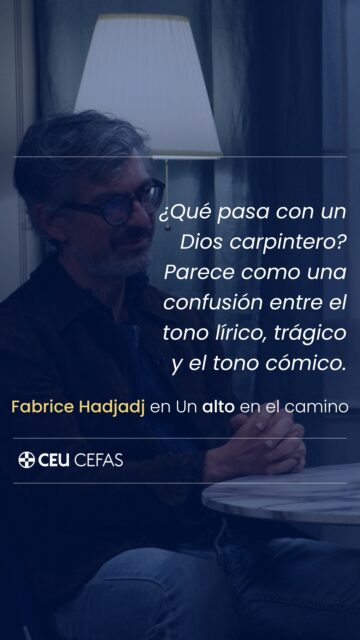 🗣️ "¿Qué pasa con un Dios carpintero? Parece como una confusión entre el tono lírico, trágico y el tono cómico".

🎙️ No te pierdas el segundo ALTO EN EL CAMINO con Fabrice Hadjadj

🎥 Ya disponible completo en nuestros canales de YouTube y Spotify